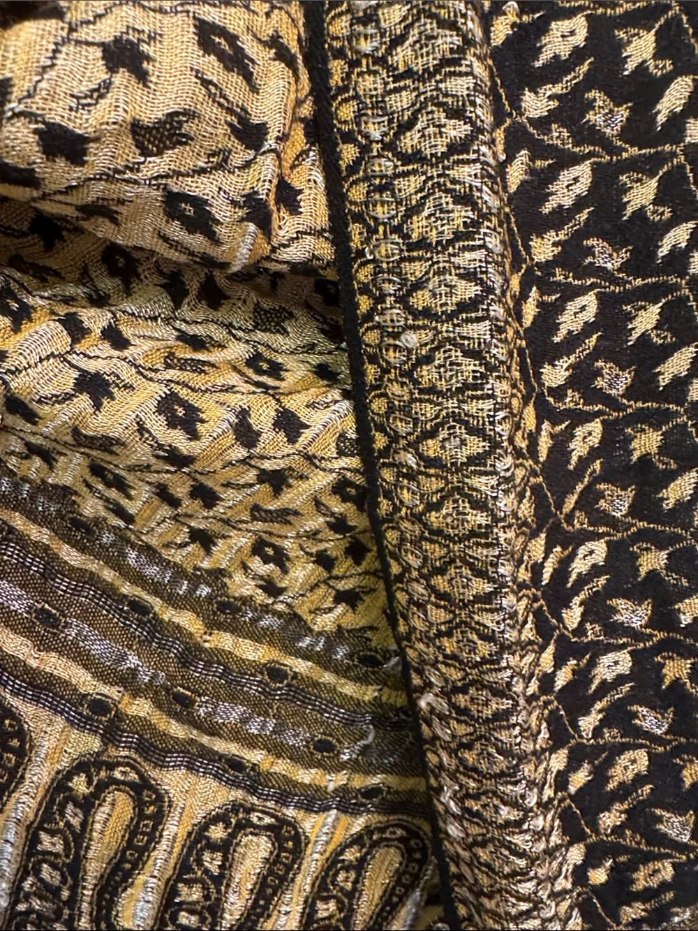 Black and Gold Woven Home Accent Throw Shawl